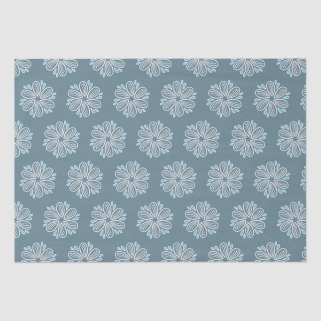 Blume Muster in Blau und Weiß Seidenpapier (Vorderseite)