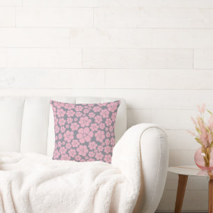 Blume Muster in Grau und Rosa Kissen
