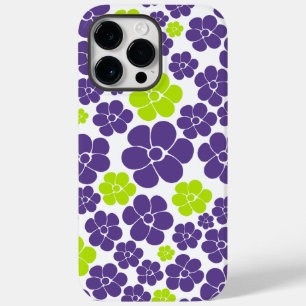 Blume Muster in Lime Green und Lila Case-Mate iPhone 14 Pro Max Hülle