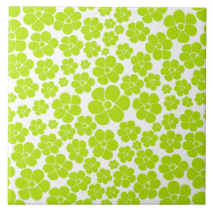 Blume Muster in Lime Green und White Fliese