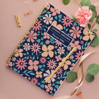 Blume Muster Jahr und Name Marine Planer