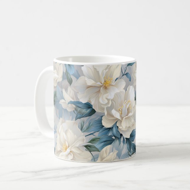 Blume-Muster Kaffeetasse (Vorderseite Links)