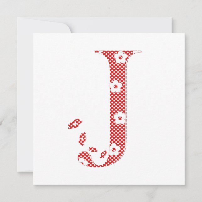 Blume Muster Letter J (rot) (Vorderseite)