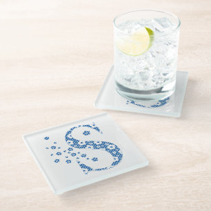 Blume Muster Letter S (blau) Glasuntersetzer