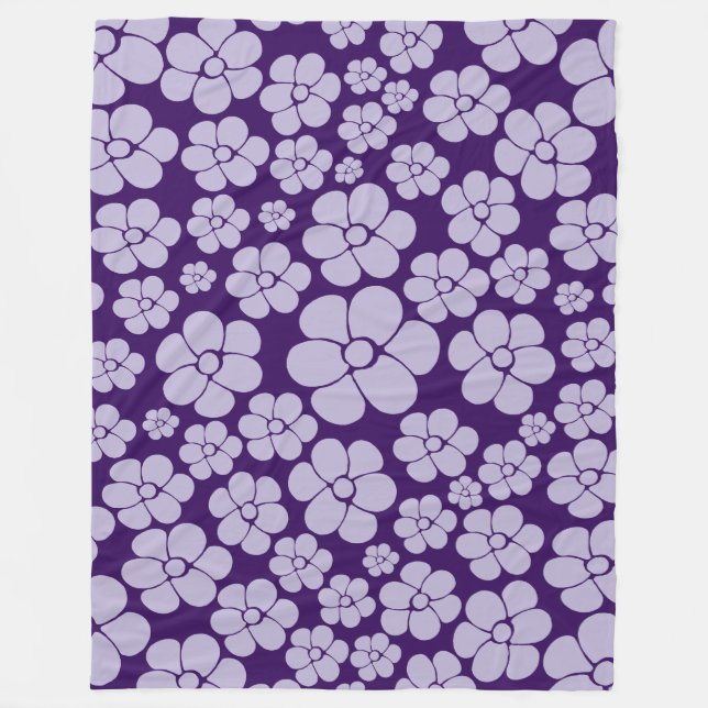 Blume Muster - Lila Fleecedecke (Vorderseite)