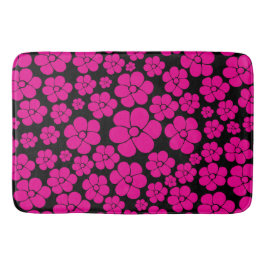 Blume Muster - Magenta und Schwarz Badematte