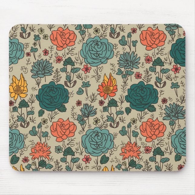 Blume-Muster-Maus-Pad Mousepad (Vorne)