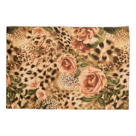 Blume Muster mit Leopard-Druck Kissenbezug