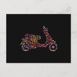 Blume Muster Motorroller Motorrad Postkarte