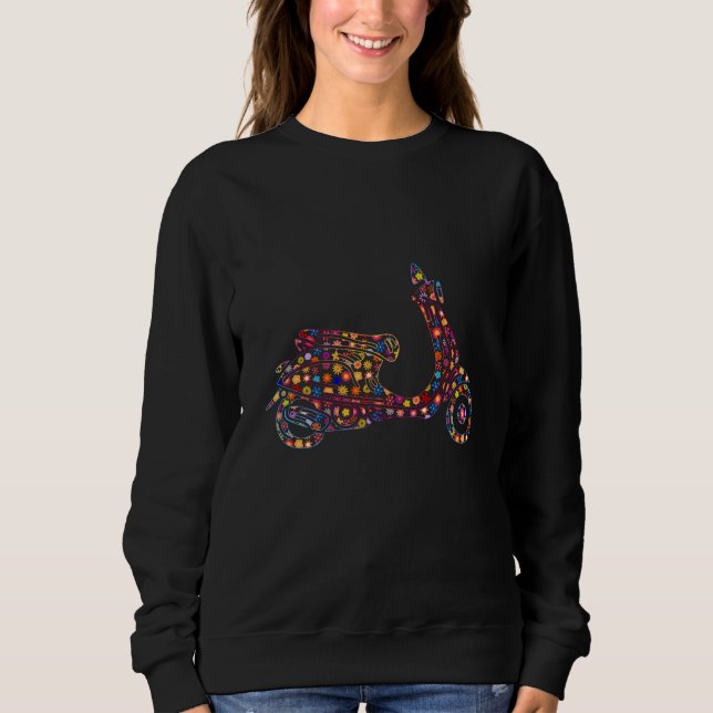 Blume Muster Motorroller Motorrad Sweatshirt (Vorderseite)