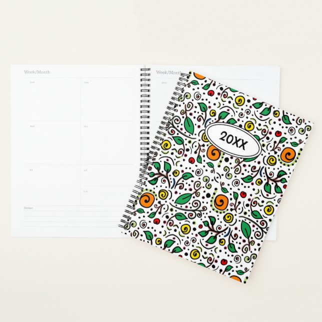 Blume Muster orange Swirl Berry White - Planer (Anzeige)