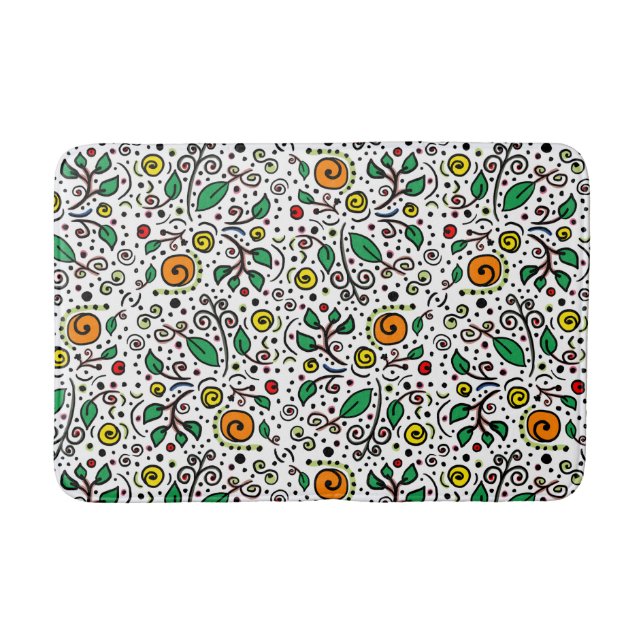 Blume Muster orange Swirt Berry auf Weiß - Badematte (Vorderseite)
