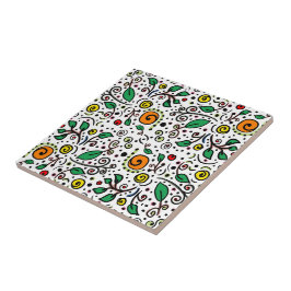 Blume Muster orange Swirt Berry auf Weiß - Fliese