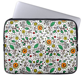 Blume Muster orange Swirt Berry auf Weiß - Laptopschutzhülle
