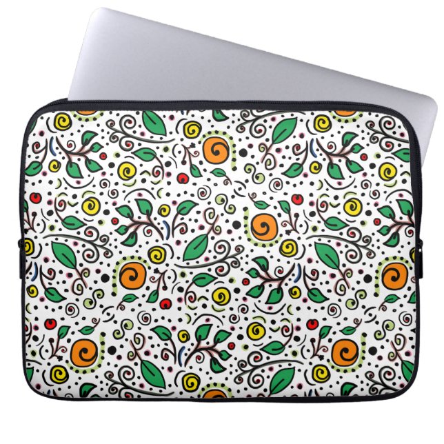 Blume Muster orange Swirt Berry auf Weiß - Laptopschutzhülle (Vorderseite)