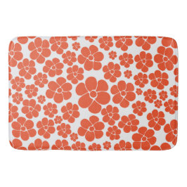 Blume Muster - Orange und Weiß Badematte