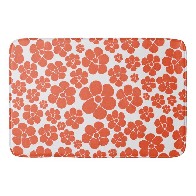 Blume Muster - Orange und Weiß Badematte (Vorderseite)