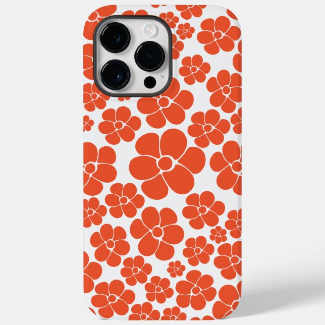 Blume Muster - Orange und Weiß Case-Mate iPhone 14 Pro Max Hülle (Rückseite)