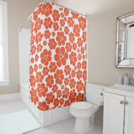 Blume Muster - Orange und Weiß Duschvorhang