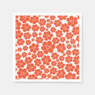 Blume Muster - Orange und Weiß Serviette
