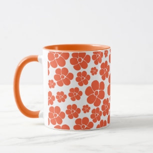 Blume Muster - Orange und Weiß Tasse