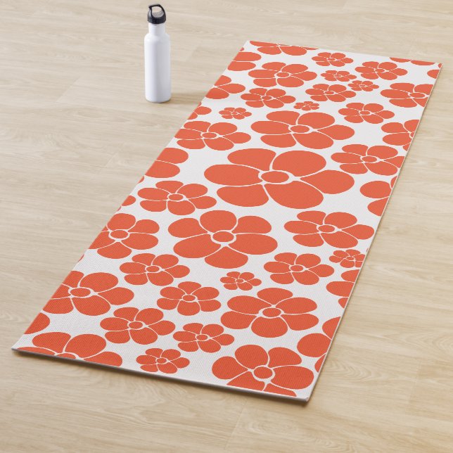 Blume Muster - Orange und Weiß Yogamatte (Beispiel)