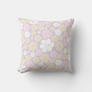 Blume Muster - Pastellrosa, Gelb und Lila Kissen