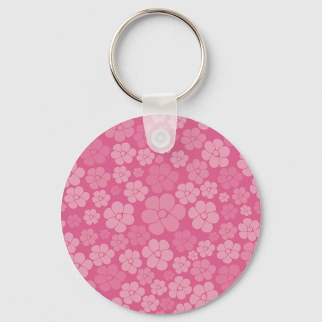 Blume Muster - rosa Schlüsselanhänger (Vorderseite)