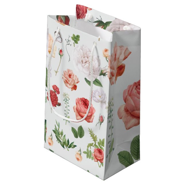 Blume Muster, Rose Kleine Geschenktüte (Rückseite Schrägansicht)