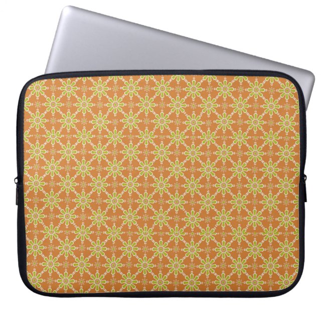 Blume Muster Rot, Grün, Laptop-Sieb Laptopschutzhülle (Vorderseite)