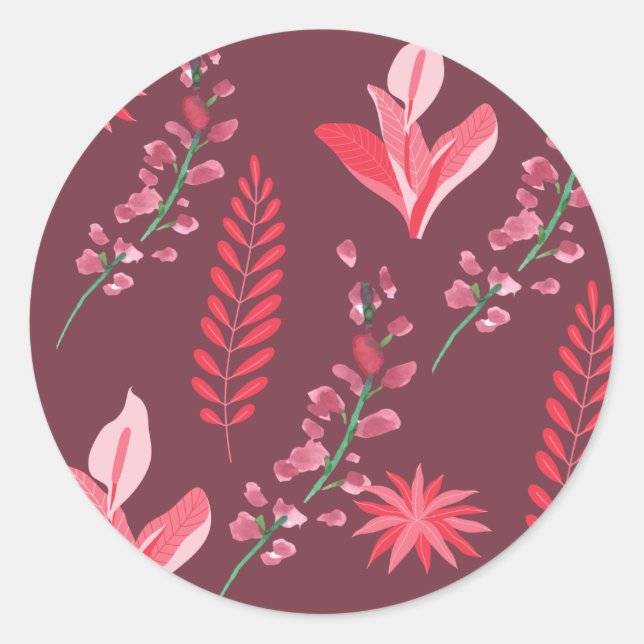 Blume Muster. Runder Aufkleber (Vorderseite)