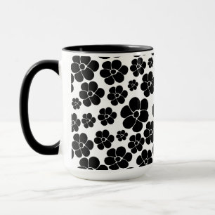 Blume Muster - Schwarz und Weiß Tasse