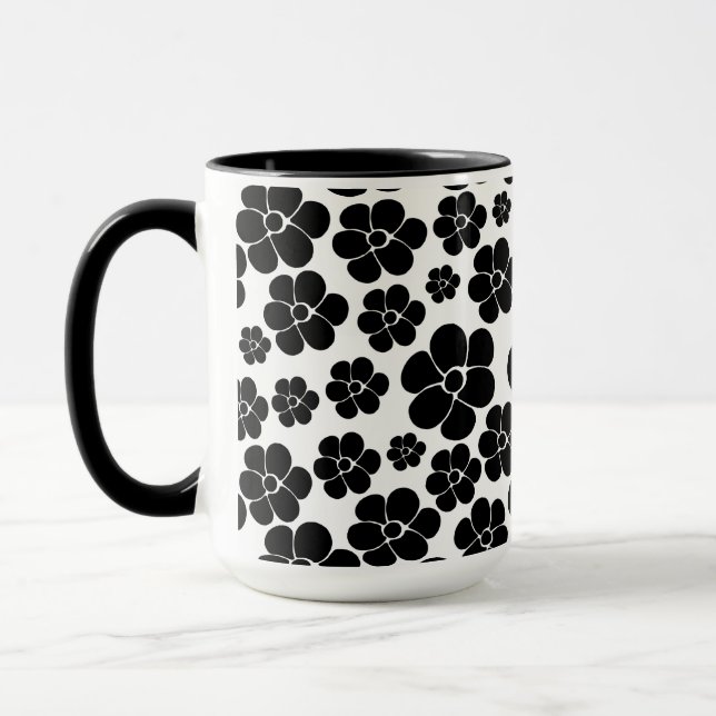 Blume Muster - Schwarz und Weiß Tasse (Links)