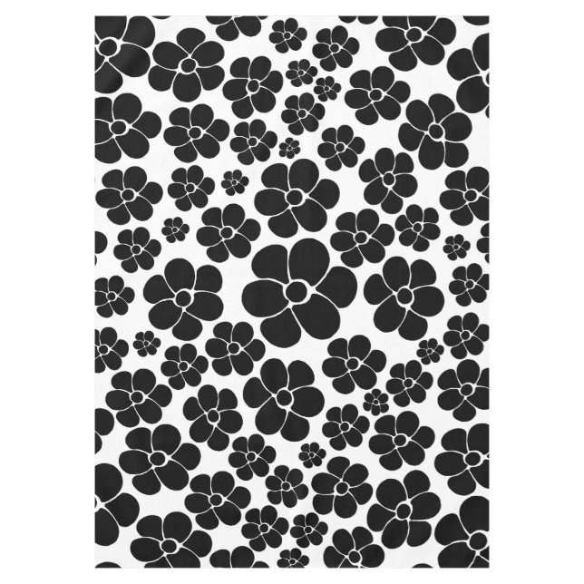 Blume Muster - Schwarz und Weiß Tischdecke (Vorderseite)