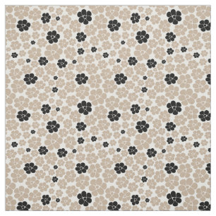 Blume Muster - Taupe, Schwarz und Weiß Stoff