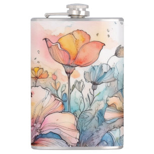 Blume Muster Wasserfarbe Flachmann