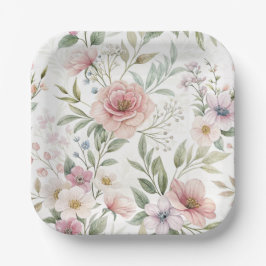 Blume Muster Zeichnend Pastellfarbe Pappteller