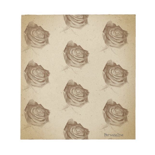 Blume-Musterpapier für Vintage Rose Notizblock (Vorderseite)