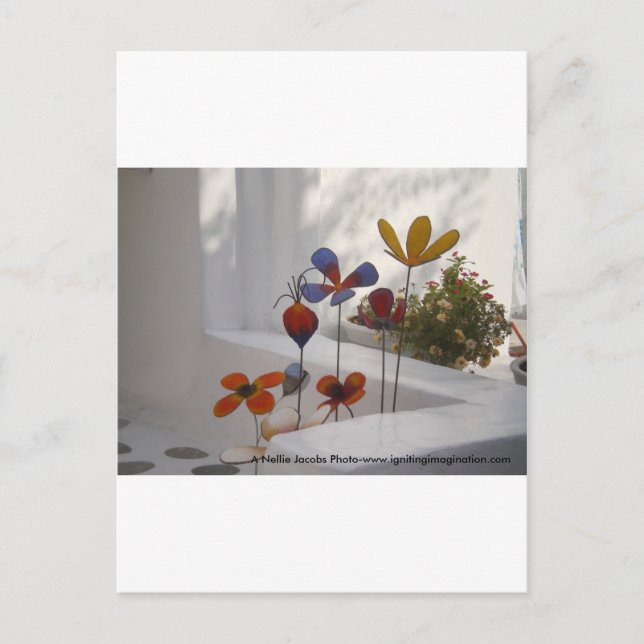 Blume-Mykonos, Griechenland Postkarte (Vorderseite)