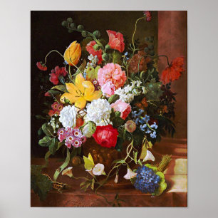 Blume nach wie vor Leben der Rose Tulipen und Viol Poster
