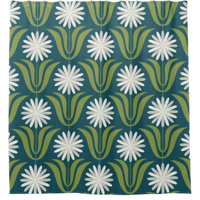 Blume nahtlos Muster Design. skandinavischer Stil Duschvorhang (Vorderseite)