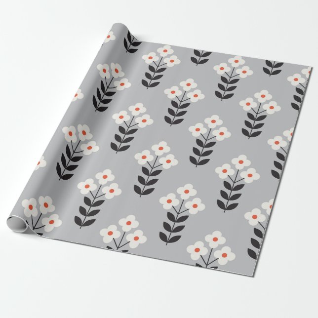 Blume nahtlos Muster Design. skandinavischer Stil Geschenkpapier (Ungerollt)