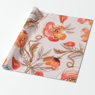 Blume Nahtloses Muster auf Beige Backgr Geschenkpapier
