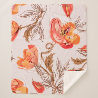 Blume Nahtloses Muster auf Beige Backgr Sherpadecke