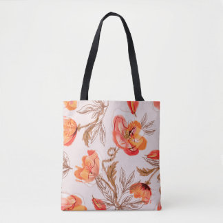 Blume Nahtloses Muster auf Beige Backgr Tasche