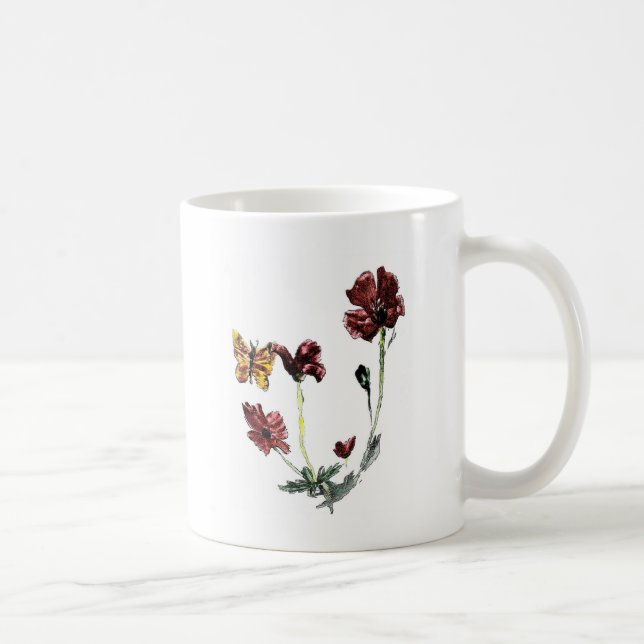 Blume Natur Art Butterfly Mohn Kaffeetasse (Rechts)