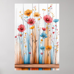 Blume Natur Illustration Pastellfarbe Zeichnend Poster