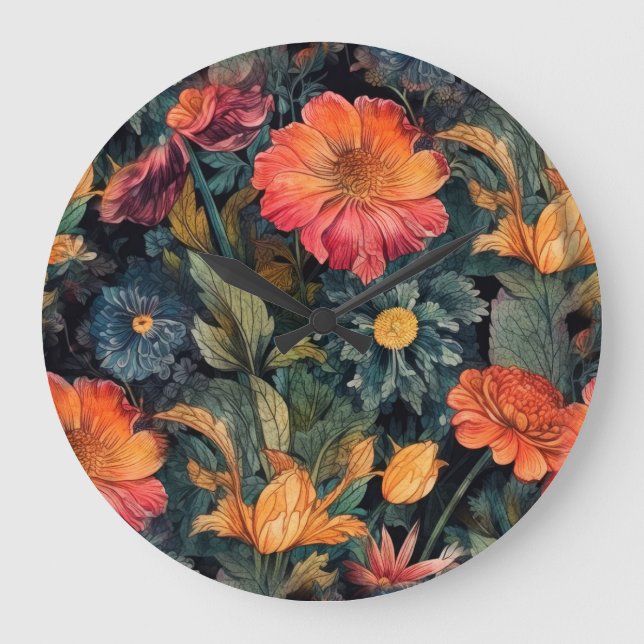 Blume Naturkunst Große Wanduhr (Vorderseite)