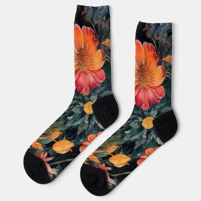 Blume Naturkunst Socken (Linkes Detail)