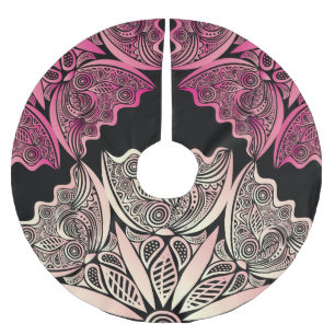 Blume Naturmuster, Vintage Illustration. Polyester Weihnachtsbaumdecke